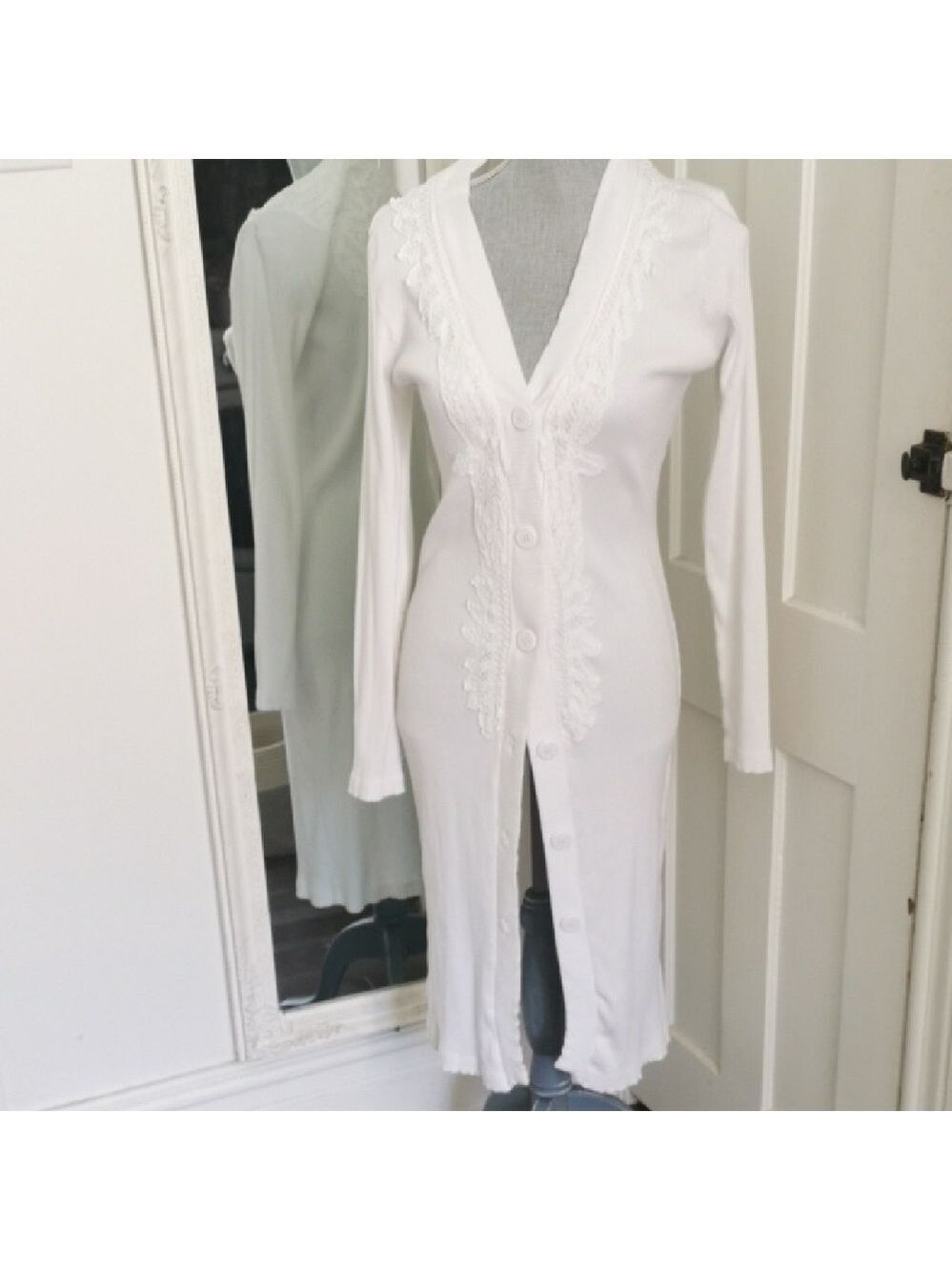 Together womens button up beachy boho white cardigan. Size 14/16